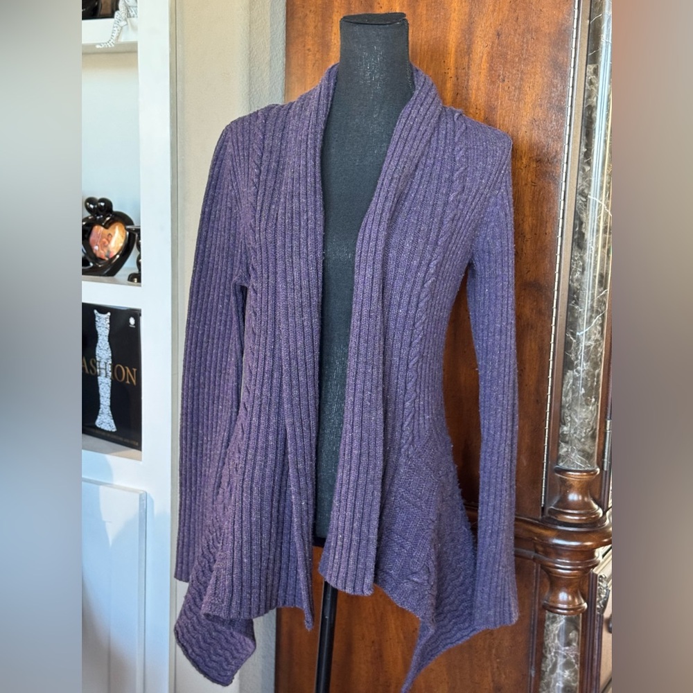 Anthropologie Canary Purple Open Cardigan Sweater